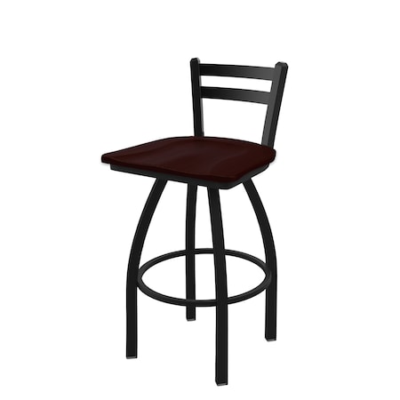 Holland Bar Stool Co 25" Low Back Swivel Counter Stool, Black Wrinkle, Dark Cherry Oak Seat 41125BWDCOak
